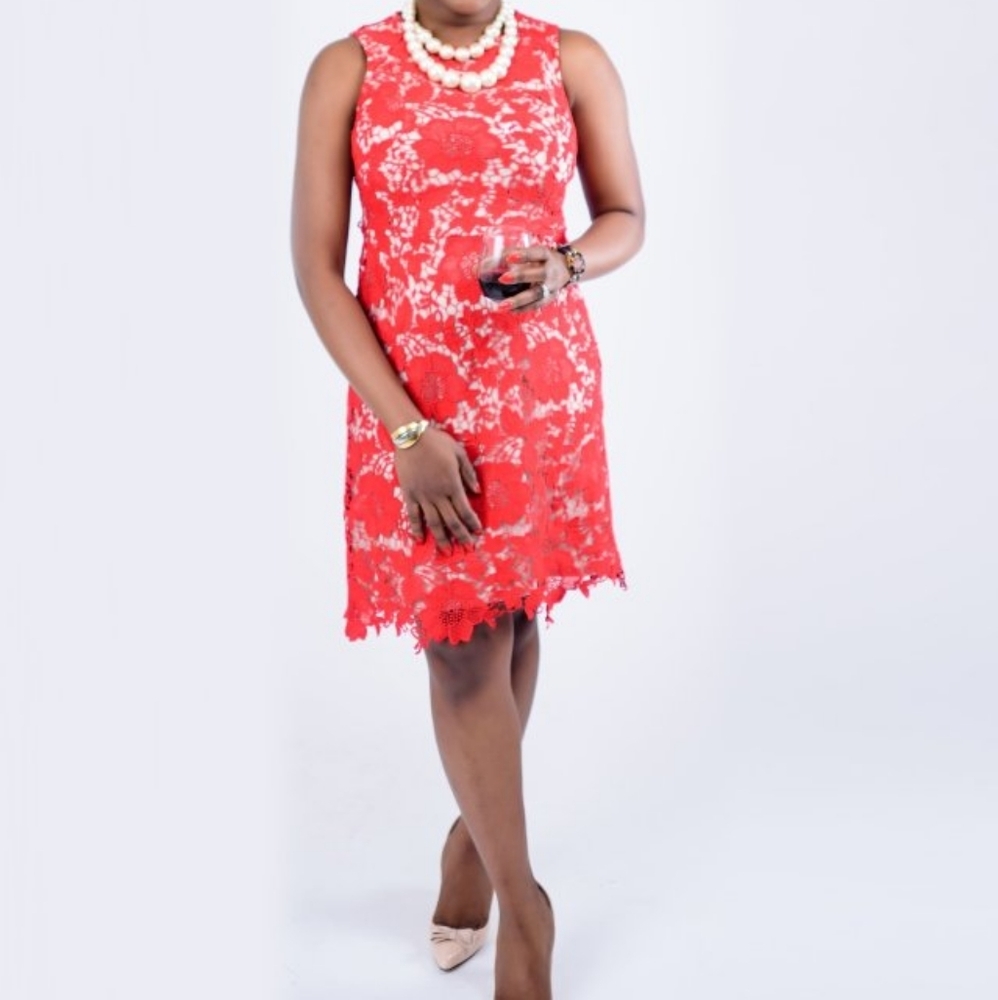 New York & Company Red‎ lace dress, Size 6